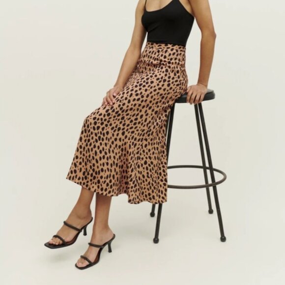 Reformation Bea Skirt Bobcat - Size 10 - Picture 2 of 3